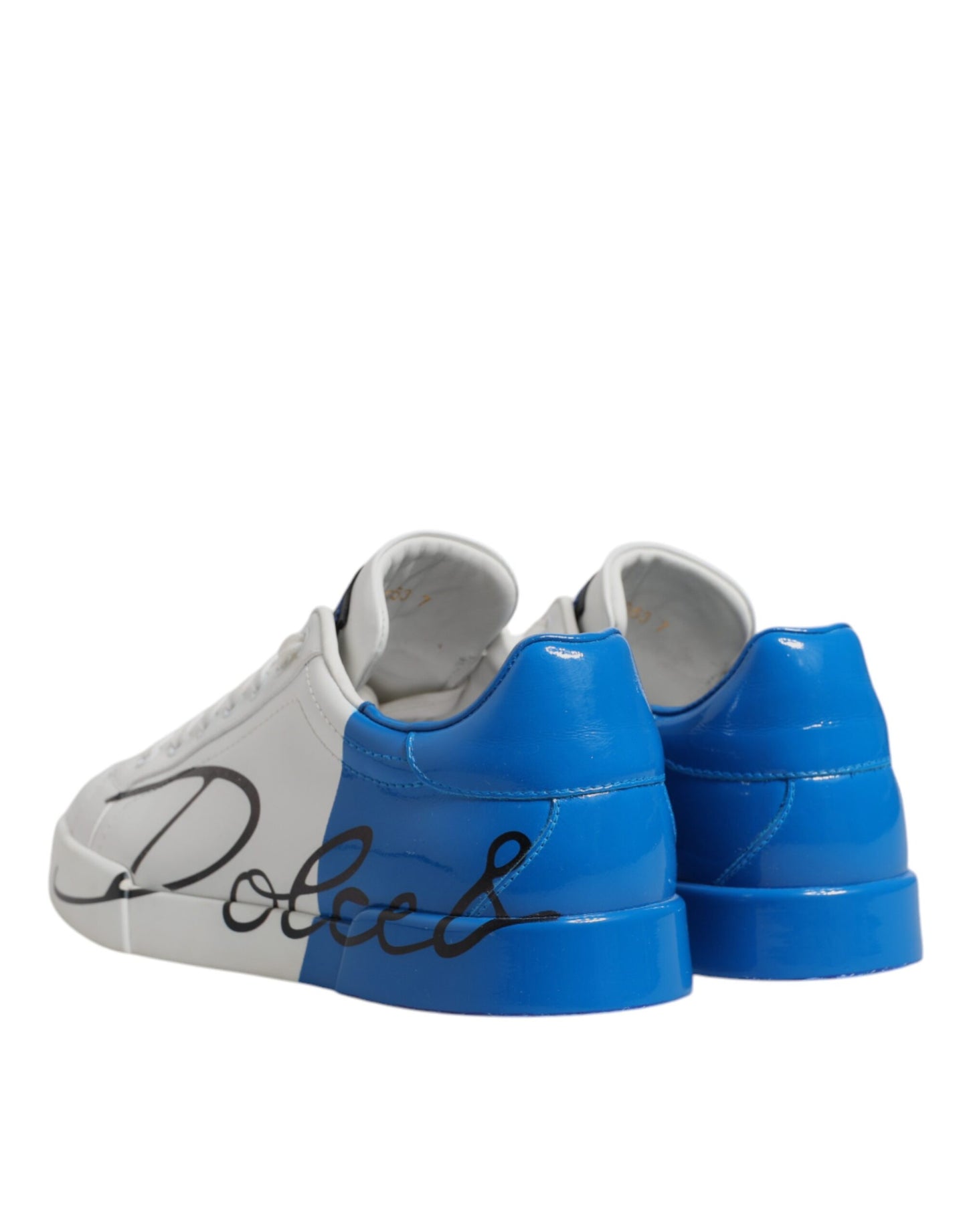 Dolce & Gabbana Zapatillas Bajas con Logotipo de Cuero Blanco Azul