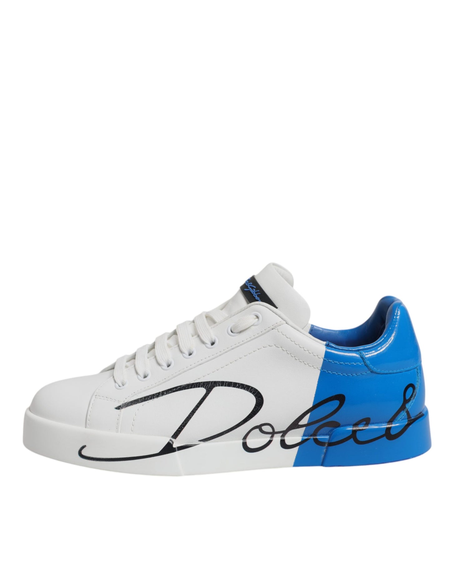 Dolce & Gabbana Zapatillas Bajas con Logotipo de Cuero Blanco Azul
