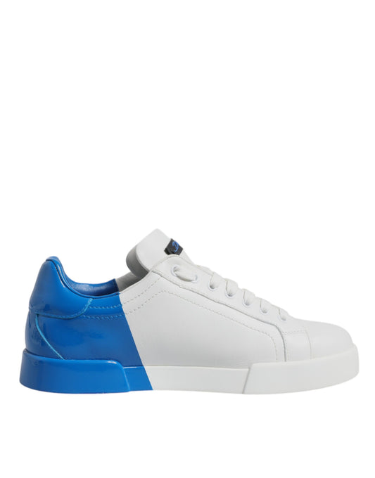 Dolce & Gabbana Zapatillas Bajas con Logotipo de Cuero Blanco Azul