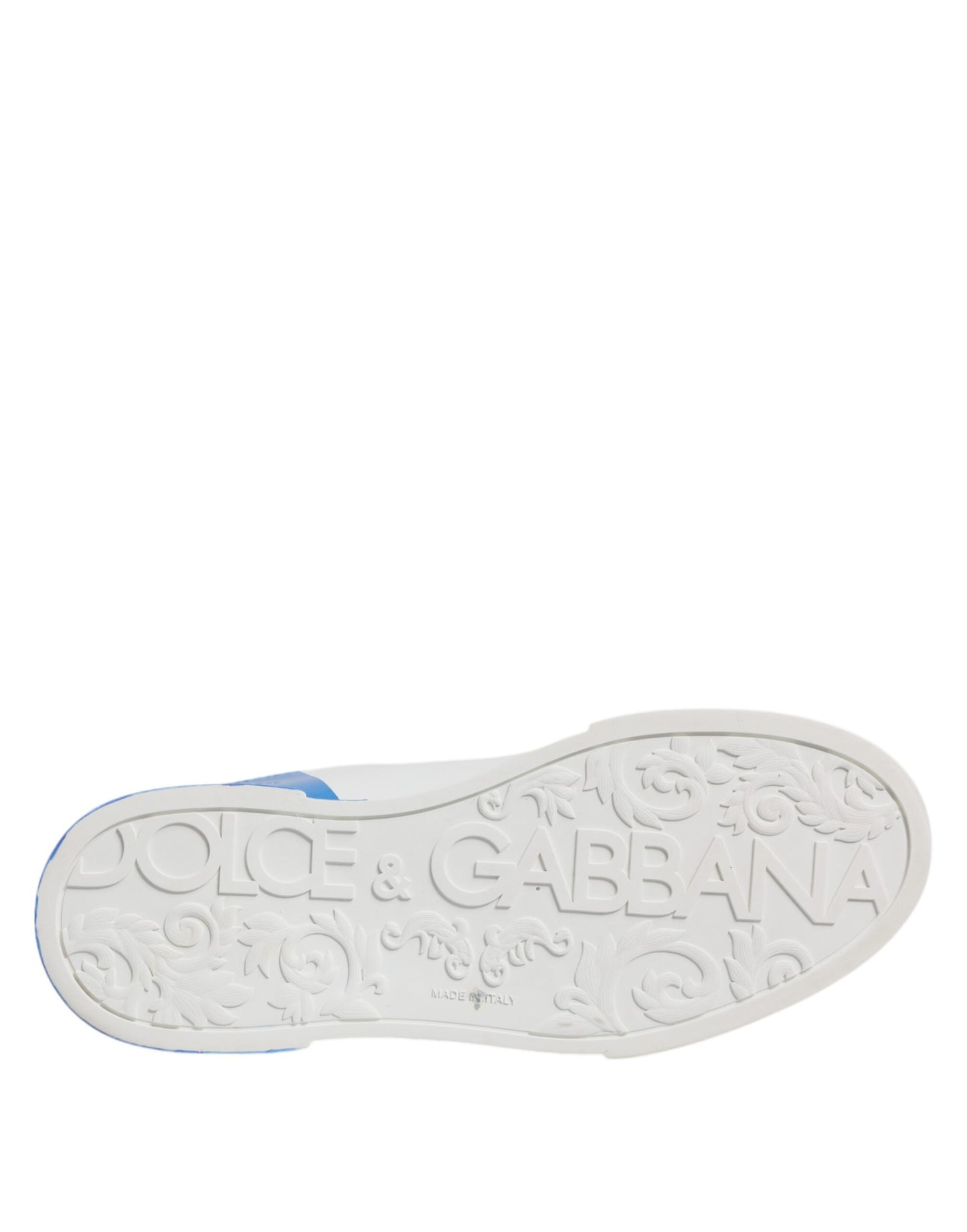 Dolce & Gabbana Zapatillas Bajas con Logotipo de Cuero Blanco Azul