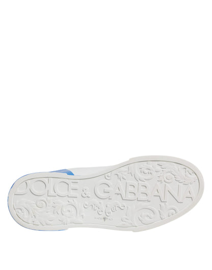 Dolce & Gabbana Zapatillas Bajas con Logotipo de Cuero Blanco Azul