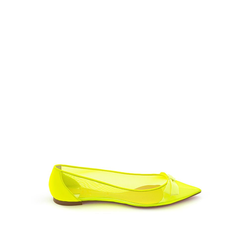 Bailarinas Christian Louboutin de malla en tono amarillo