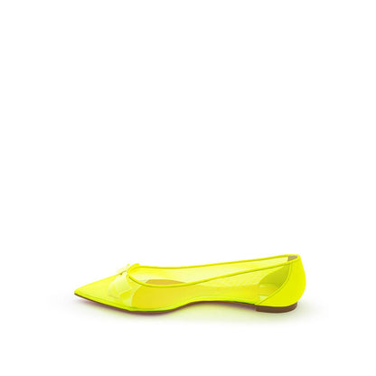 Bailarinas Christian Louboutin de malla en tono amarillo