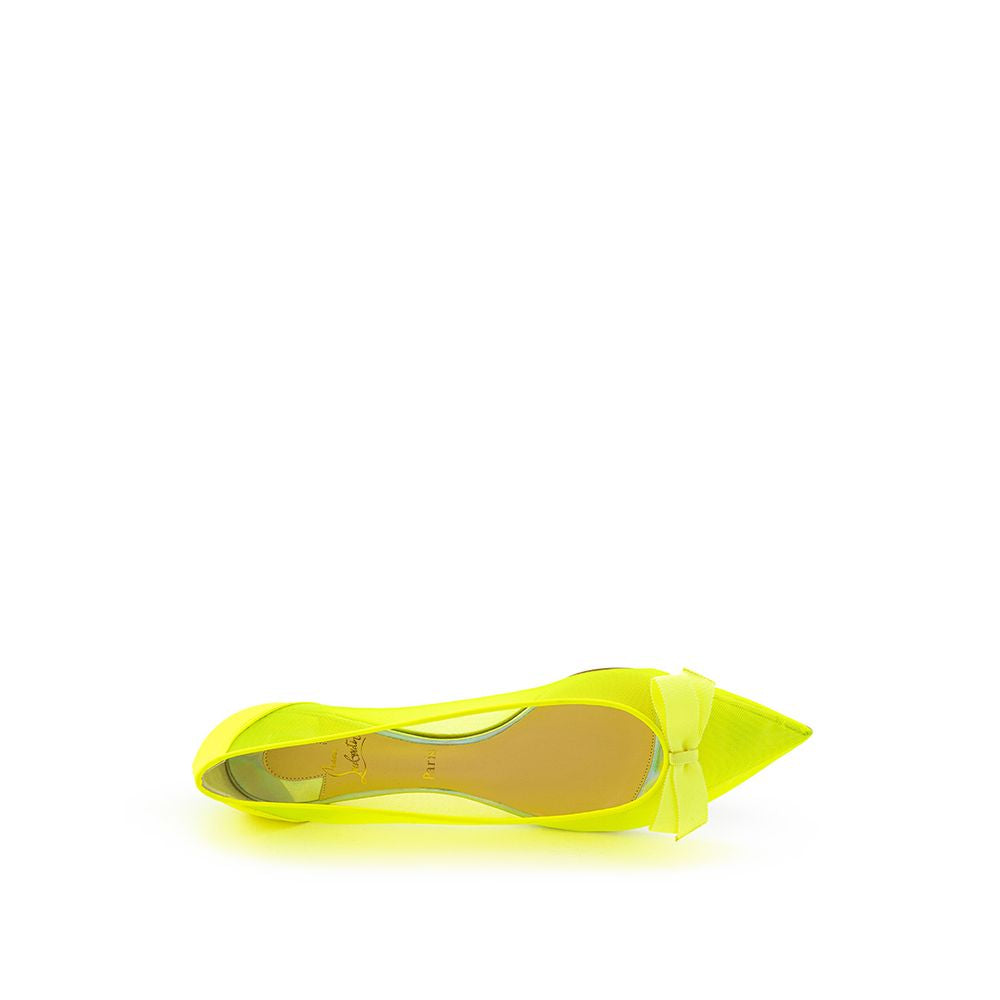 Bailarinas Christian Louboutin de malla en tono amarillo