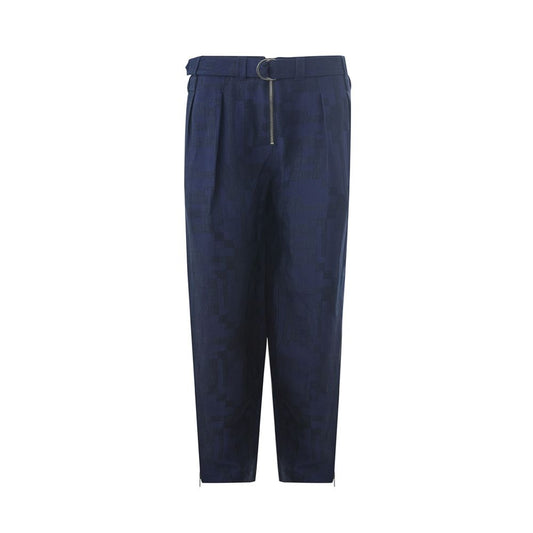 Pantalones casuales de lino azul Emporio Armani