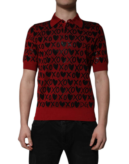 Polo con cuello Dolce & Gabbana XOXO de algodón rojo