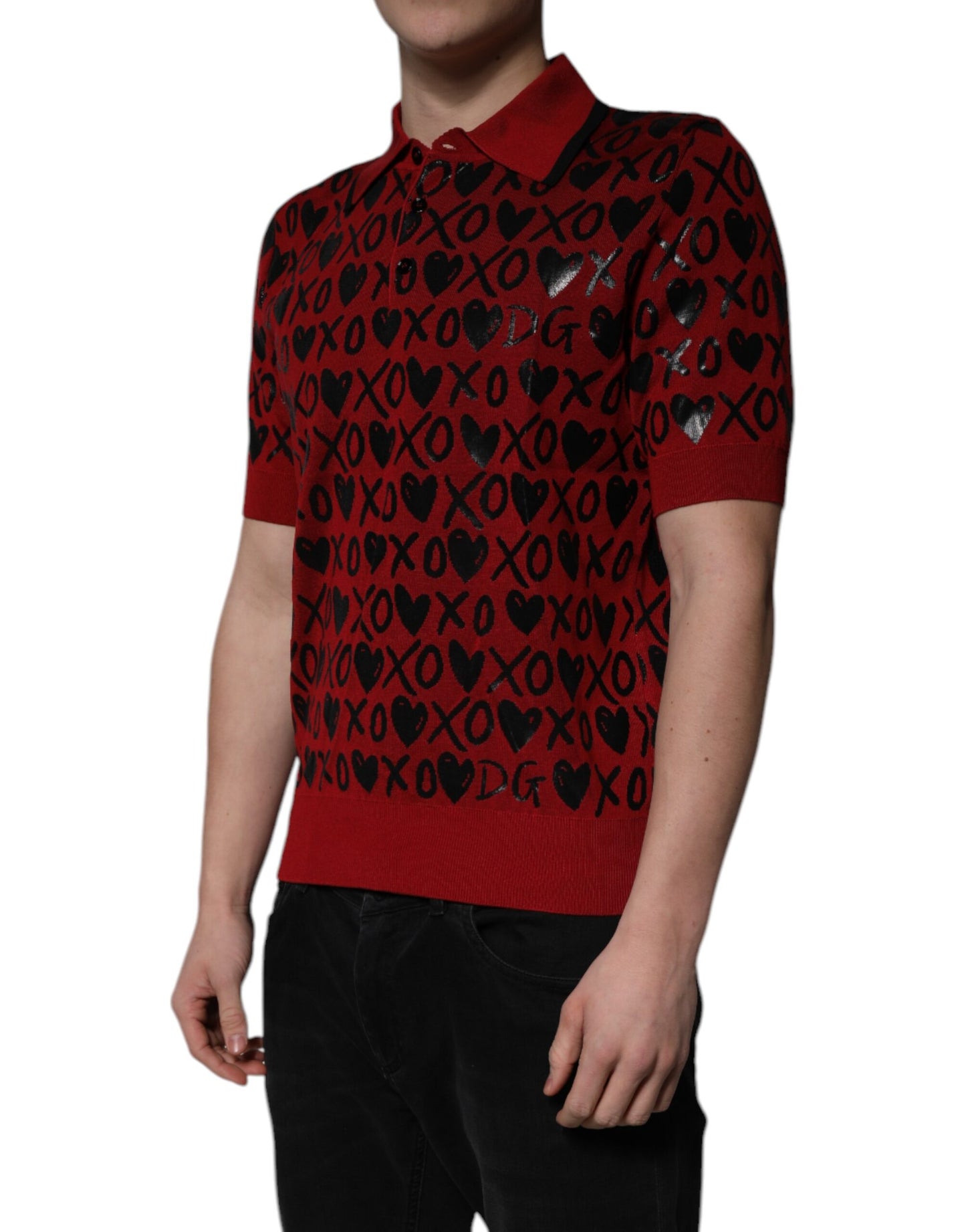 Polo con cuello Dolce & Gabbana XOXO de algodón rojo
