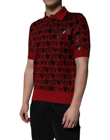 Polo con cuello Dolce & Gabbana XOXO de algodón rojo