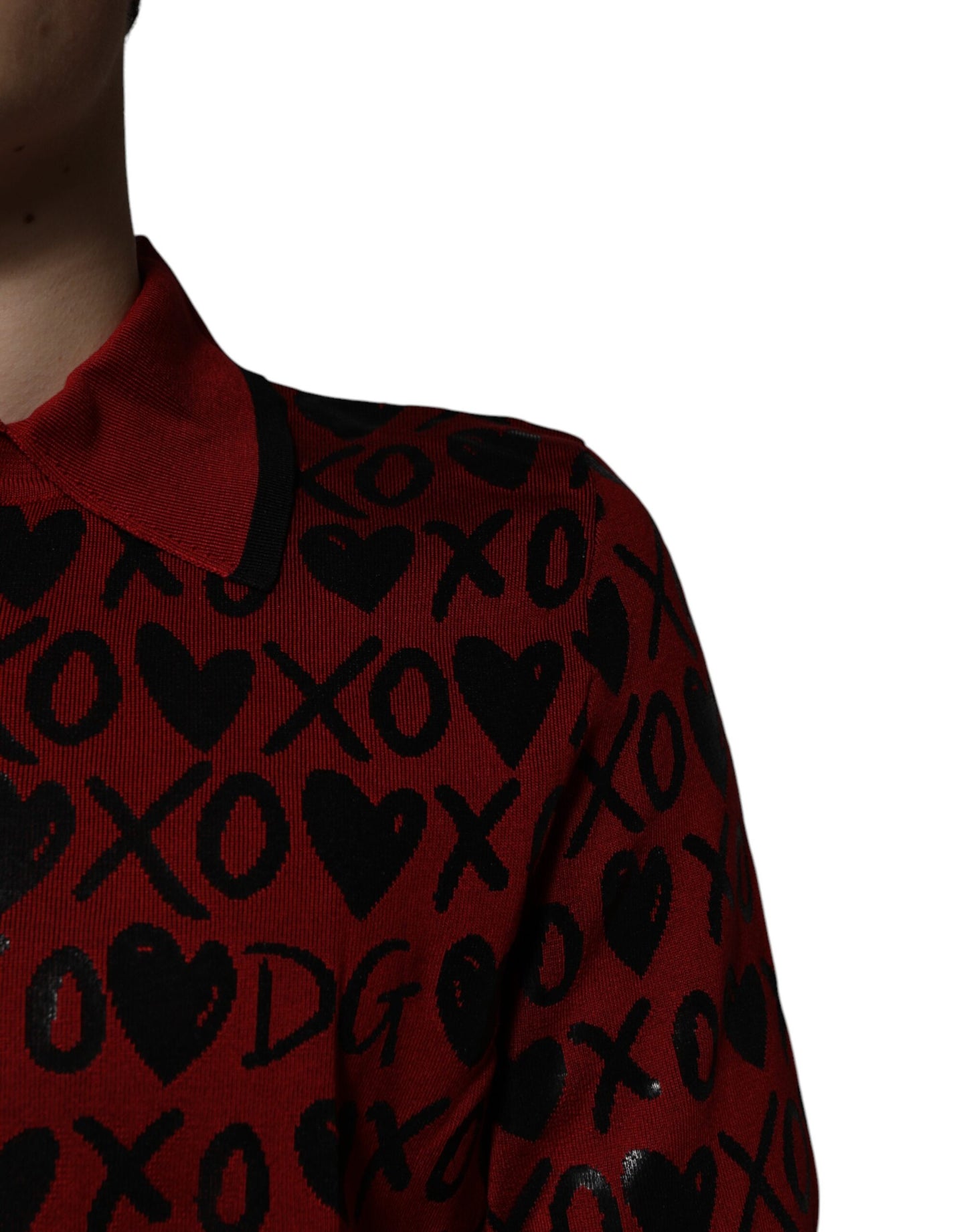 Polo con cuello Dolce & Gabbana XOXO de algodón rojo