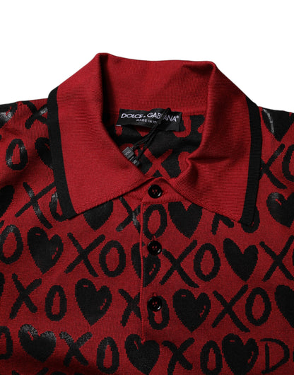 Polo con cuello Dolce & Gabbana XOXO de algodón rojo
