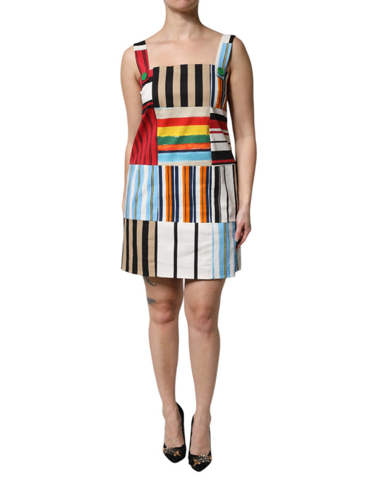 Vestido sin mangas Dolce & Gabbana de algodón a rayas multicolor