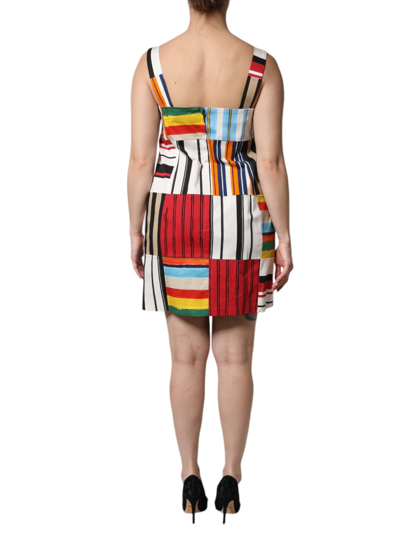 Vestido sin mangas Dolce & Gabbana de algodón a rayas multicolor