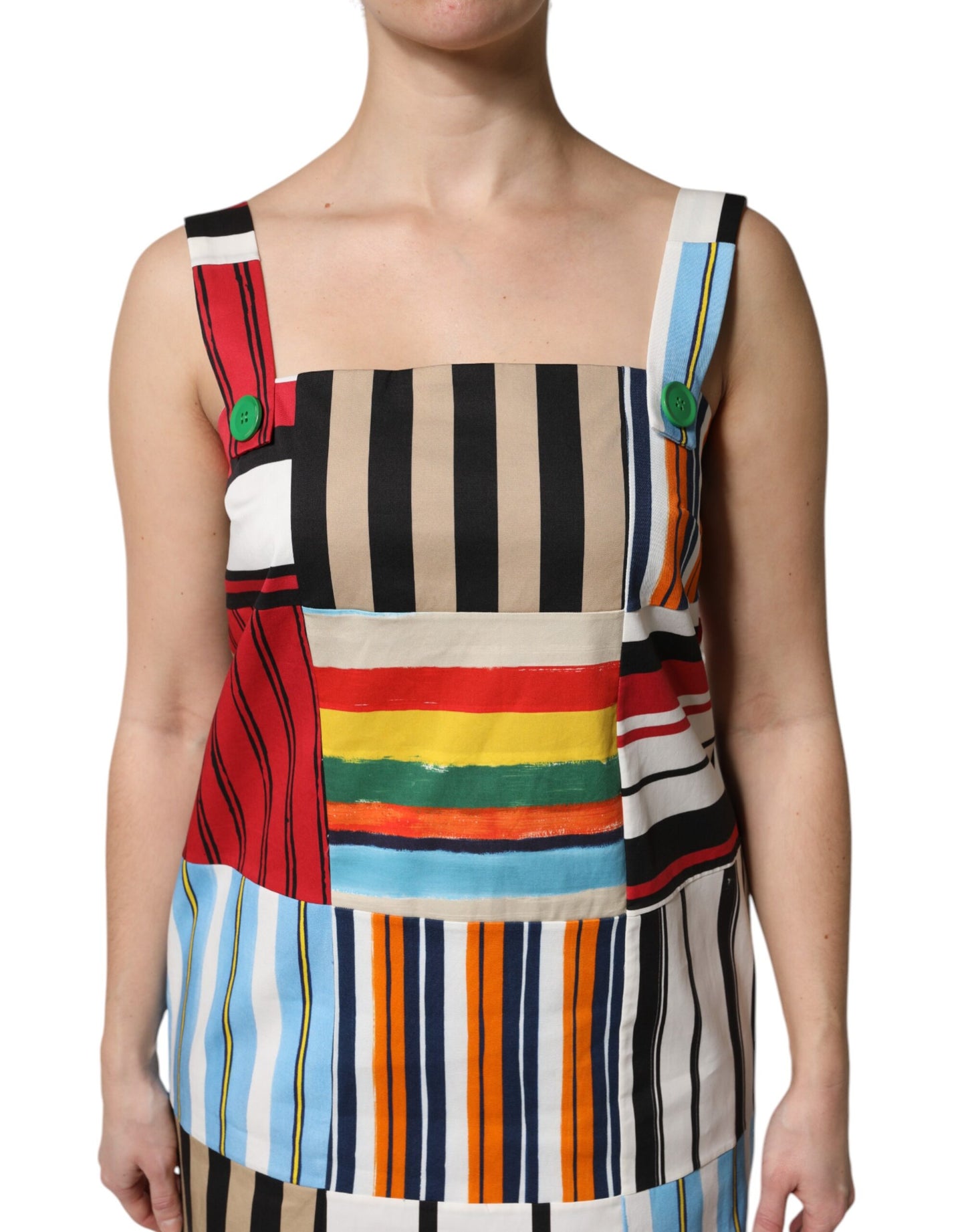 Vestido sin mangas Dolce & Gabbana de algodón a rayas multicolor