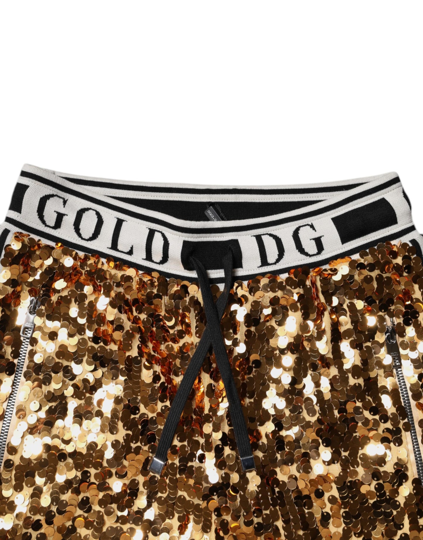 Pantalones jogger con lentejuelas y logotipo DG metálico dorado de Dolce & Gabbana