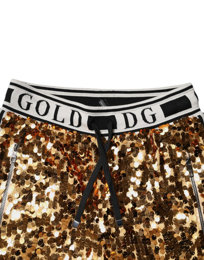 Pantalones jogger con lentejuelas y logotipo DG metálico dorado de Dolce & Gabbana