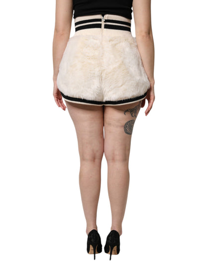 Shorts de tiro alto de piel sintética blanca de Dolce & Gabbana