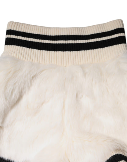 Shorts de tiro alto de piel sintética blanca de Dolce & Gabbana