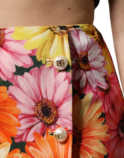Minifalda de talle alto con estampado floral multicolor de Dolce & Gabbana