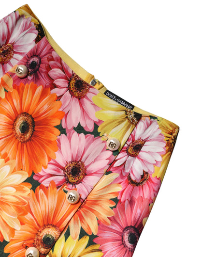 Minifalda de talle alto con estampado floral multicolor de Dolce & Gabbana