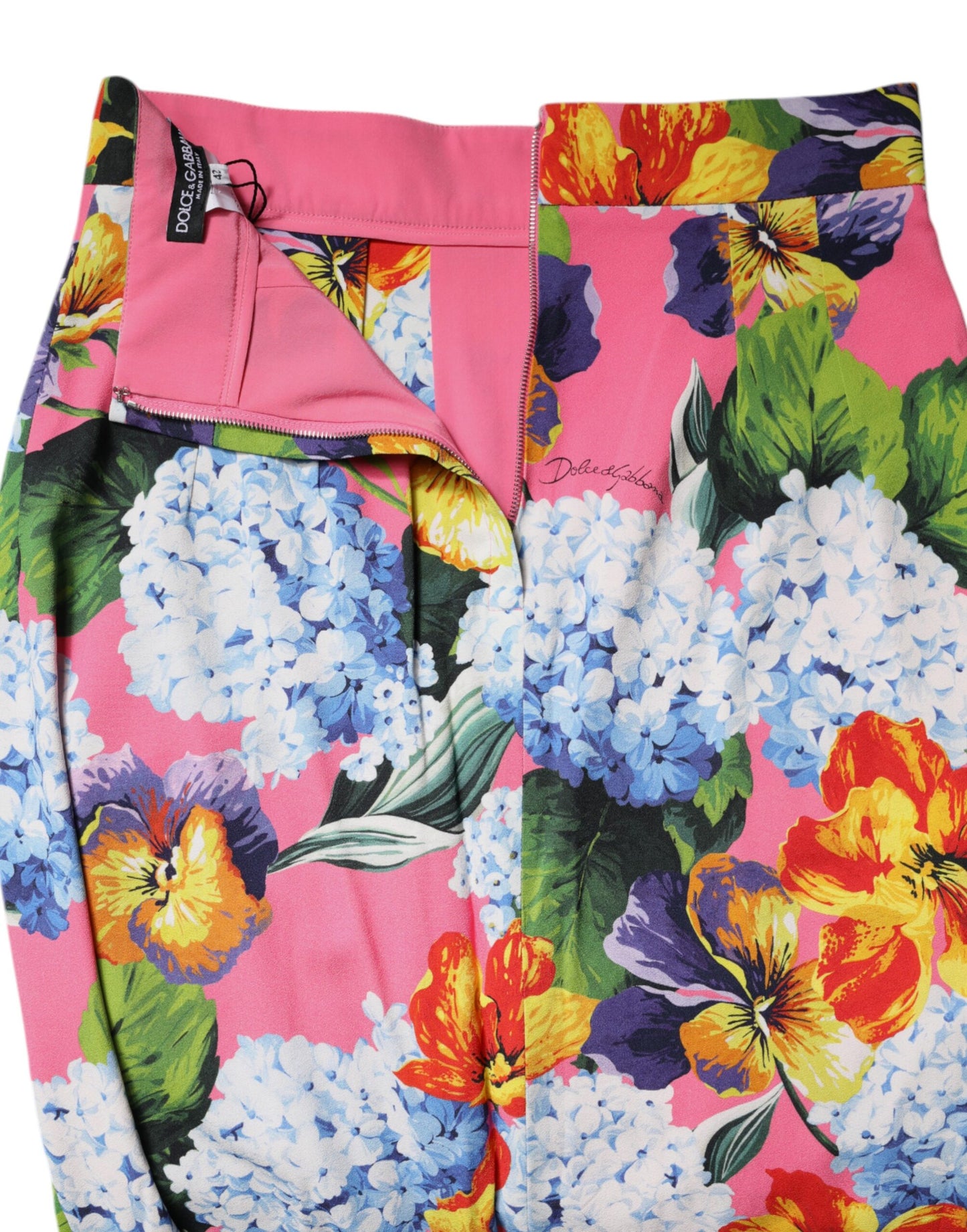 Falda midi de talle alto con estampado floral multicolor de Dolce & Gabbana