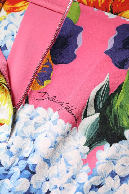 Falda midi de talle alto con estampado floral multicolor de Dolce & Gabbana