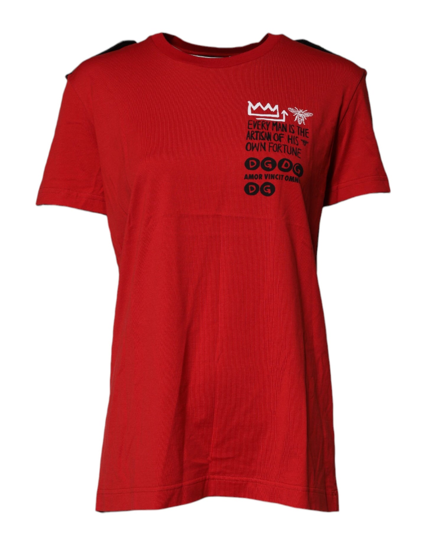 Camiseta de manga corta de algodón rojo con cuello redondo de Dolce & Gabbana