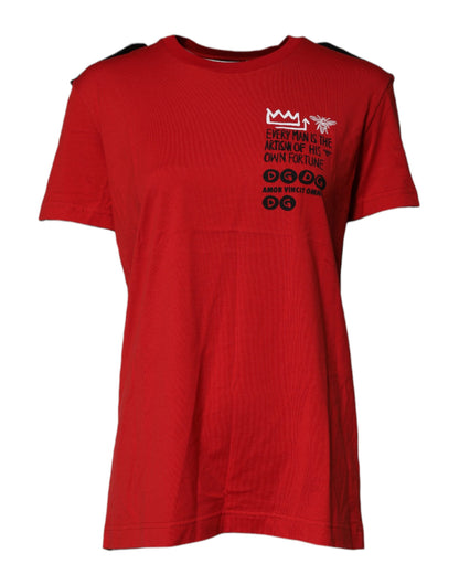 Camiseta de manga corta de algodón rojo con cuello redondo de Dolce & Gabbana