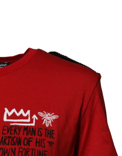 Camiseta de manga corta de algodón rojo con cuello redondo de Dolce & Gabbana