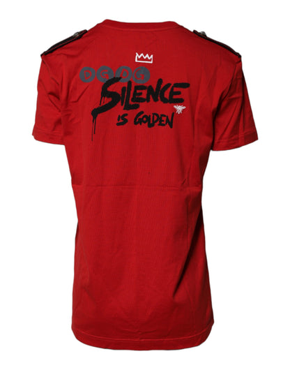 Camiseta de manga corta de algodón rojo con cuello redondo de Dolce & Gabbana