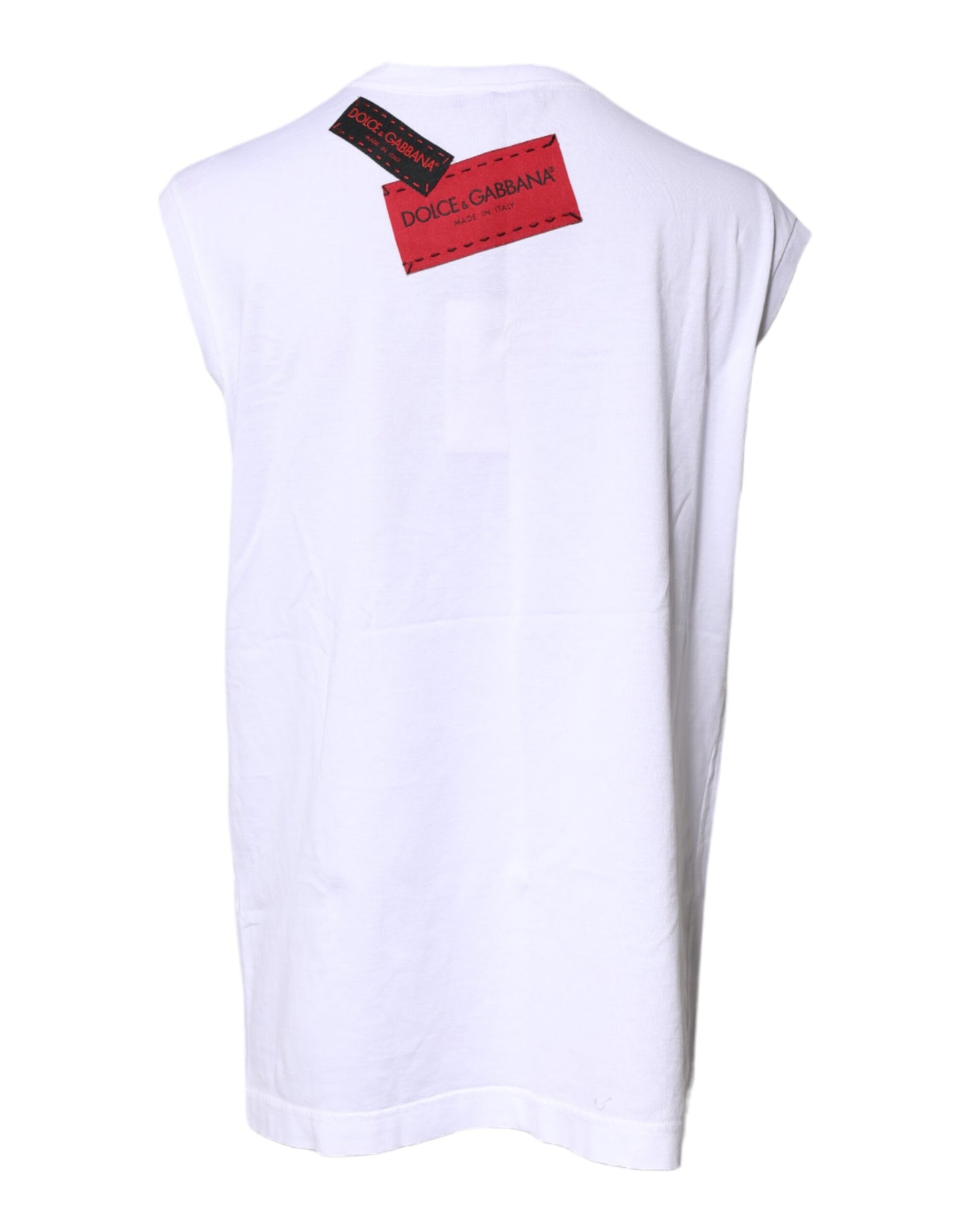 Top sin mangas con estampado gráfico floral blanco de Dolce & Gabbana