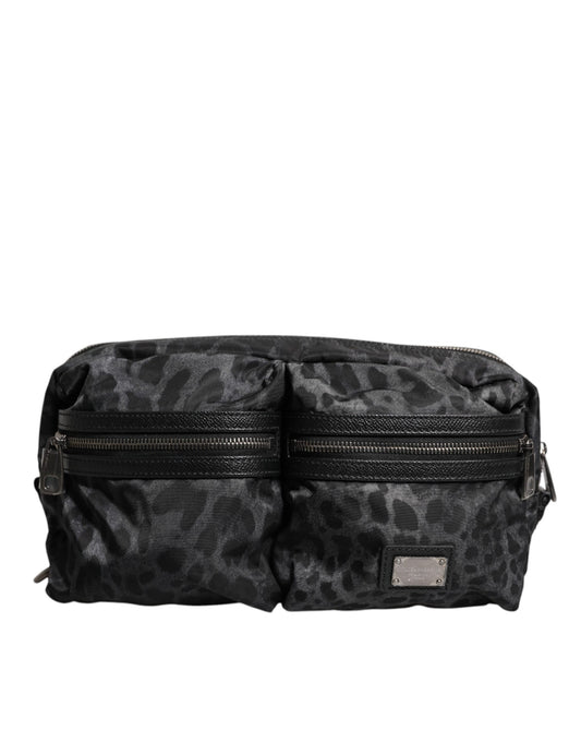 Riñonera Dolce & Gabbana Negra Gris Leopardo con Logo DG