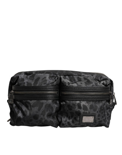 Riñonera Dolce & Gabbana Negra Gris Leopardo con Logo DG