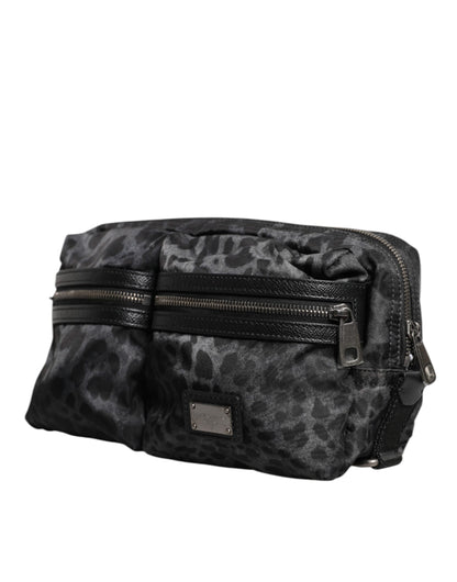 Riñonera Dolce & Gabbana Negra Gris Leopardo con Logo DG
