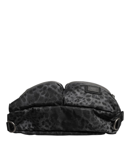 Riñonera Dolce & Gabbana Negra Gris Leopardo con Logo DG