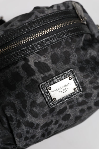 Riñonera Dolce & Gabbana Negra Gris Leopardo con Logo DG