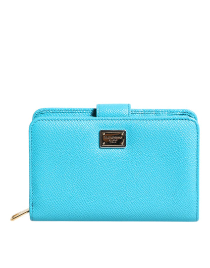Cartera con cierre Dolce & Gabbana Light Blue de cuero, estilo continental con doblez