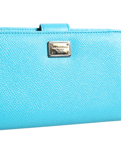 Cartera con cierre Dolce & Gabbana Light Blue de cuero, estilo continental con doblez