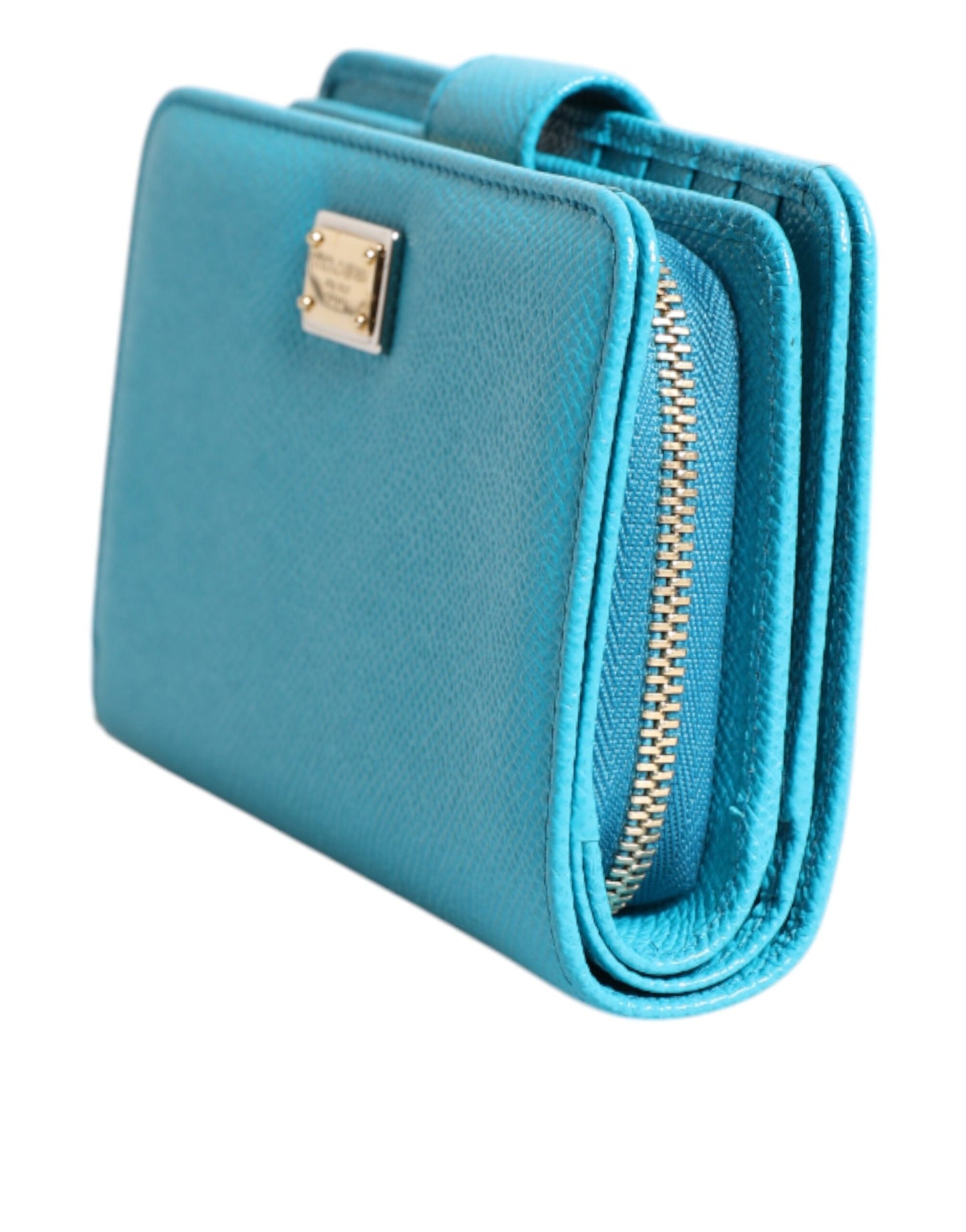 Cartera con cierre Dolce & Gabbana Light Blue de cuero, estilo continental con doblez