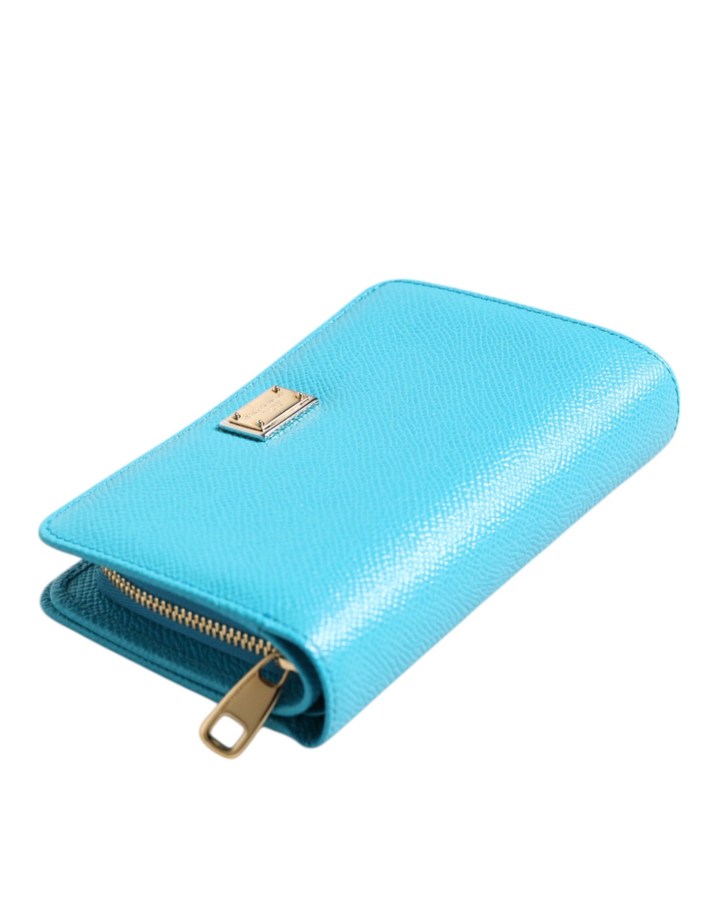 Cartera con cierre Dolce & Gabbana Light Blue de cuero, estilo continental con doblez