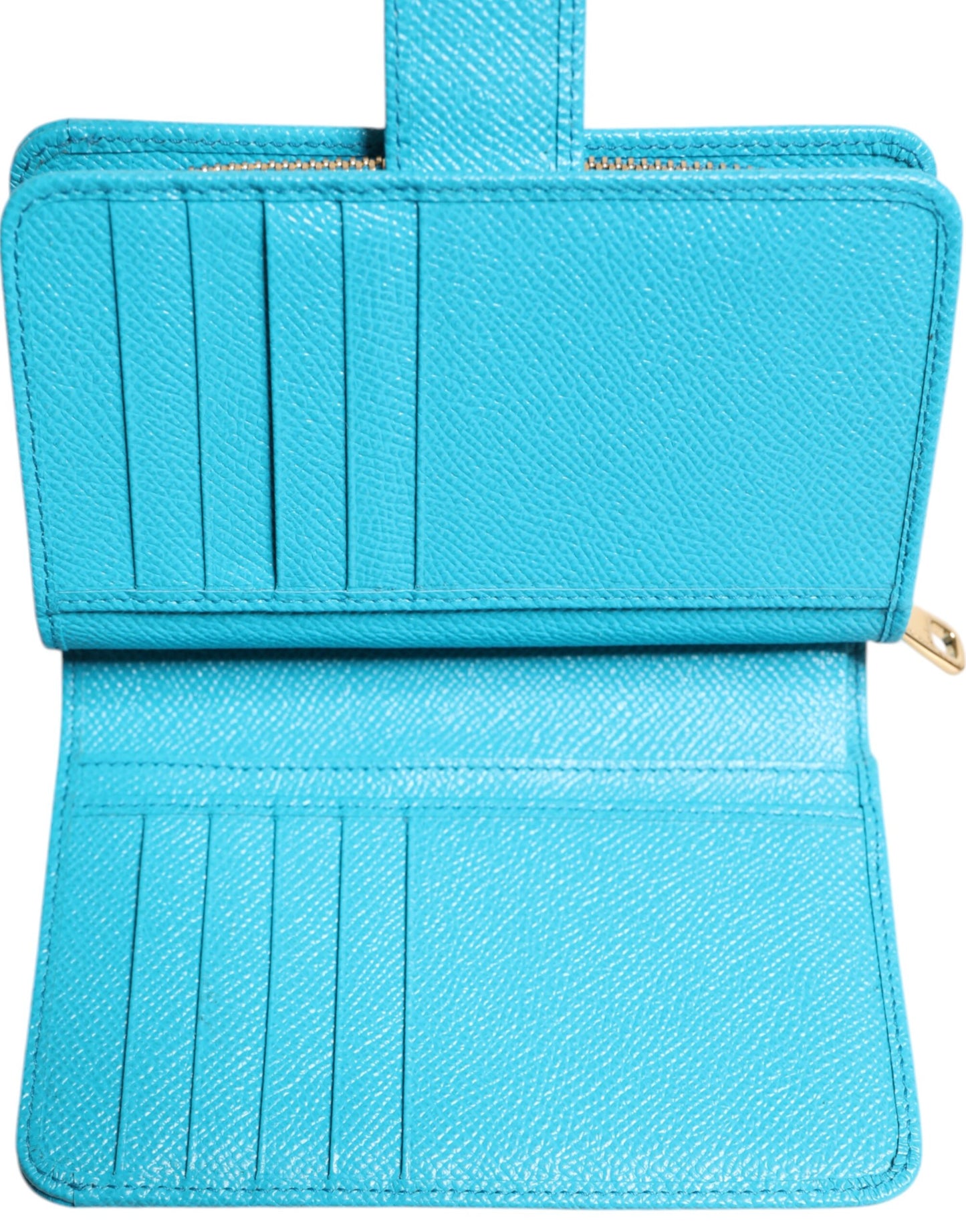 Cartera con cierre Dolce & Gabbana Light Blue de cuero, estilo continental con doblez