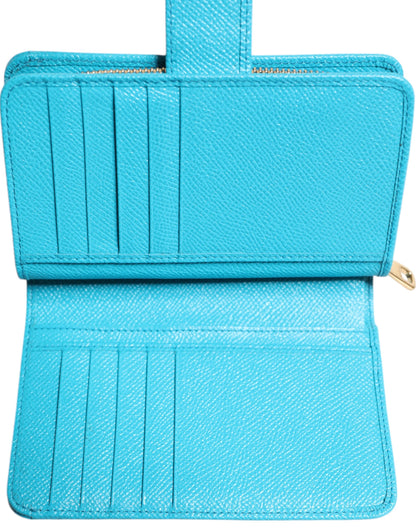 Cartera con cierre Dolce & Gabbana Light Blue de cuero, estilo continental con doblez
