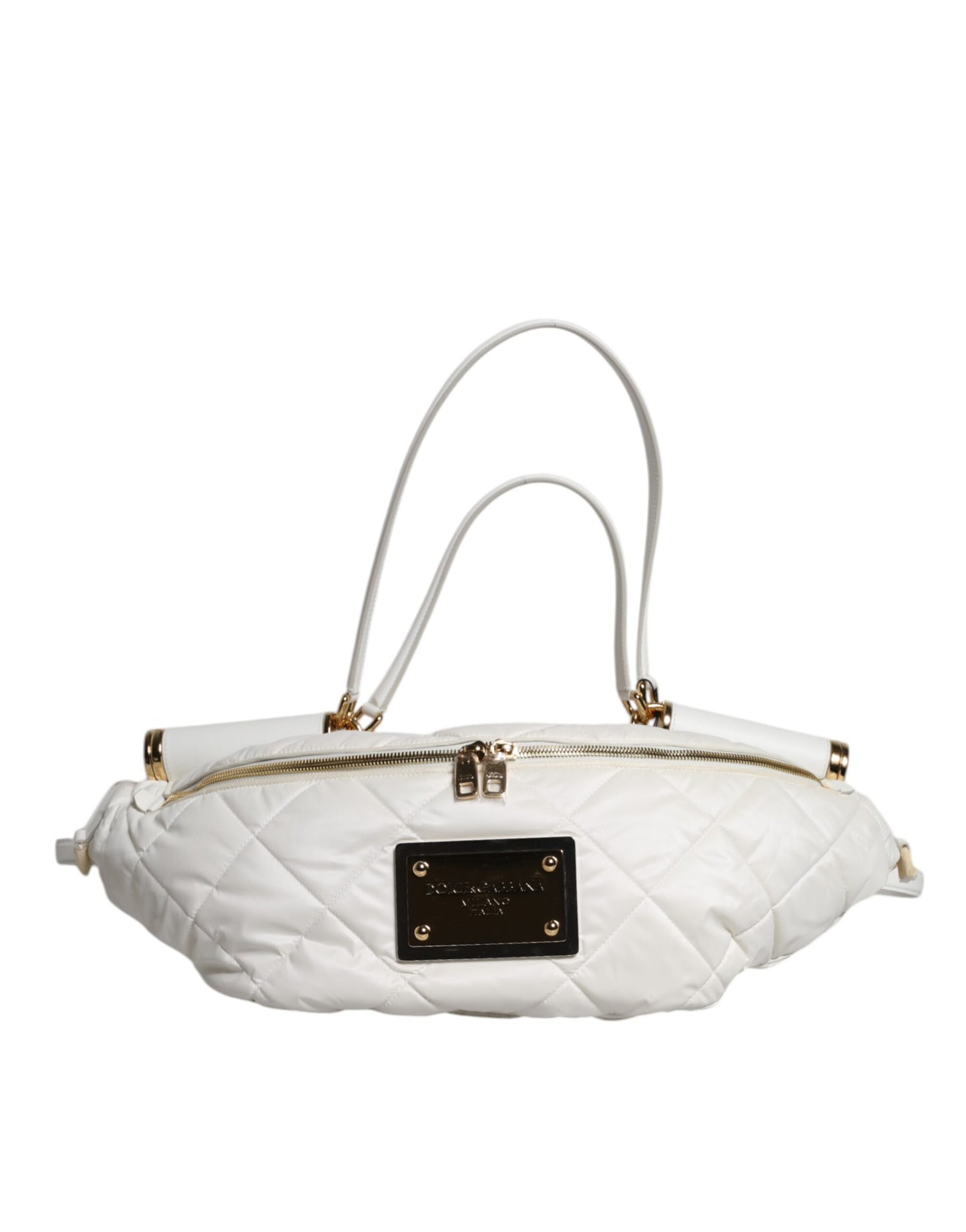 Riñonera de cintura Dolce & Gabbana blanca acolchada con placa del logo