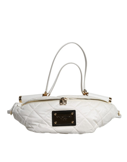 Riñonera de cintura Dolce & Gabbana blanca acolchada con placa del logo