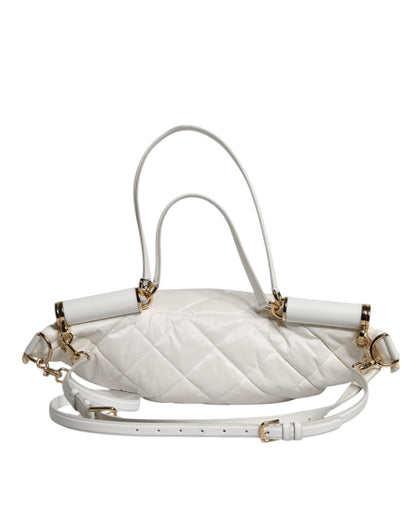 Riñonera de cintura Dolce & Gabbana blanca acolchada con placa del logo