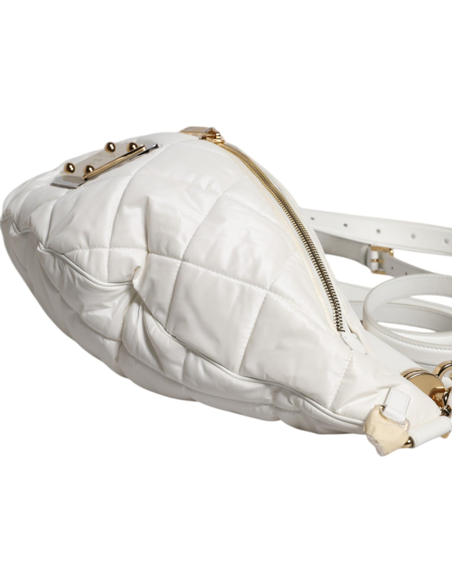 Riñonera de cintura Dolce & Gabbana blanca acolchada con placa del logo