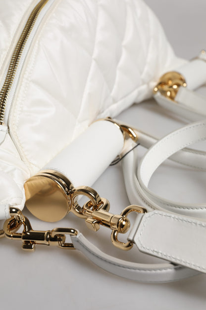 Riñonera de cintura Dolce & Gabbana blanca acolchada con placa del logo