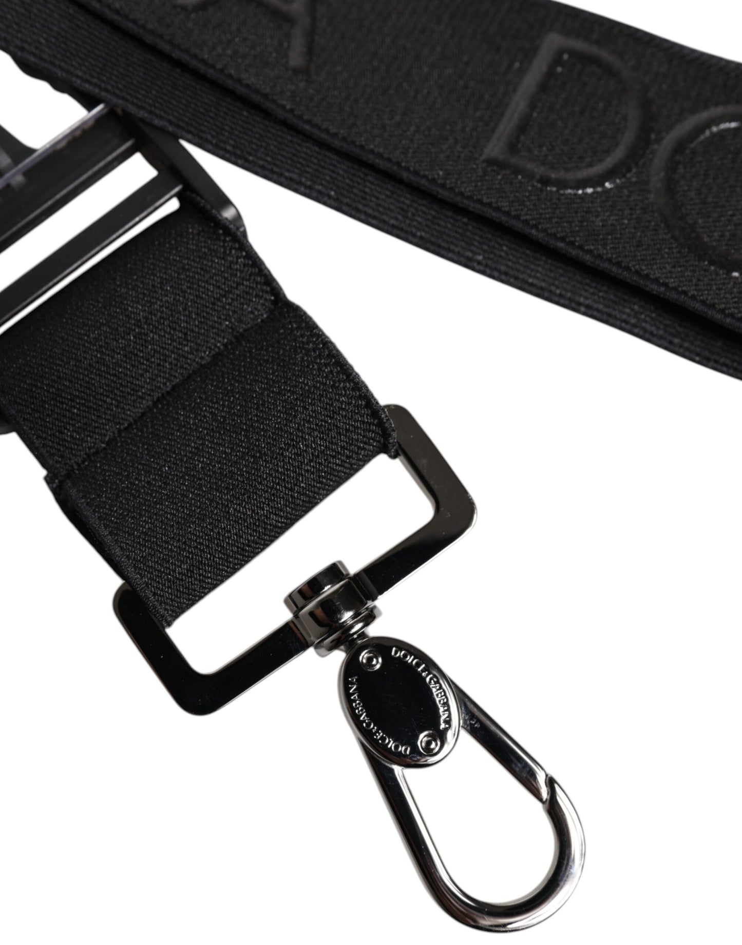 Llavero Dolce & Gabbana de poliéster elástico negro con logo DG engomado