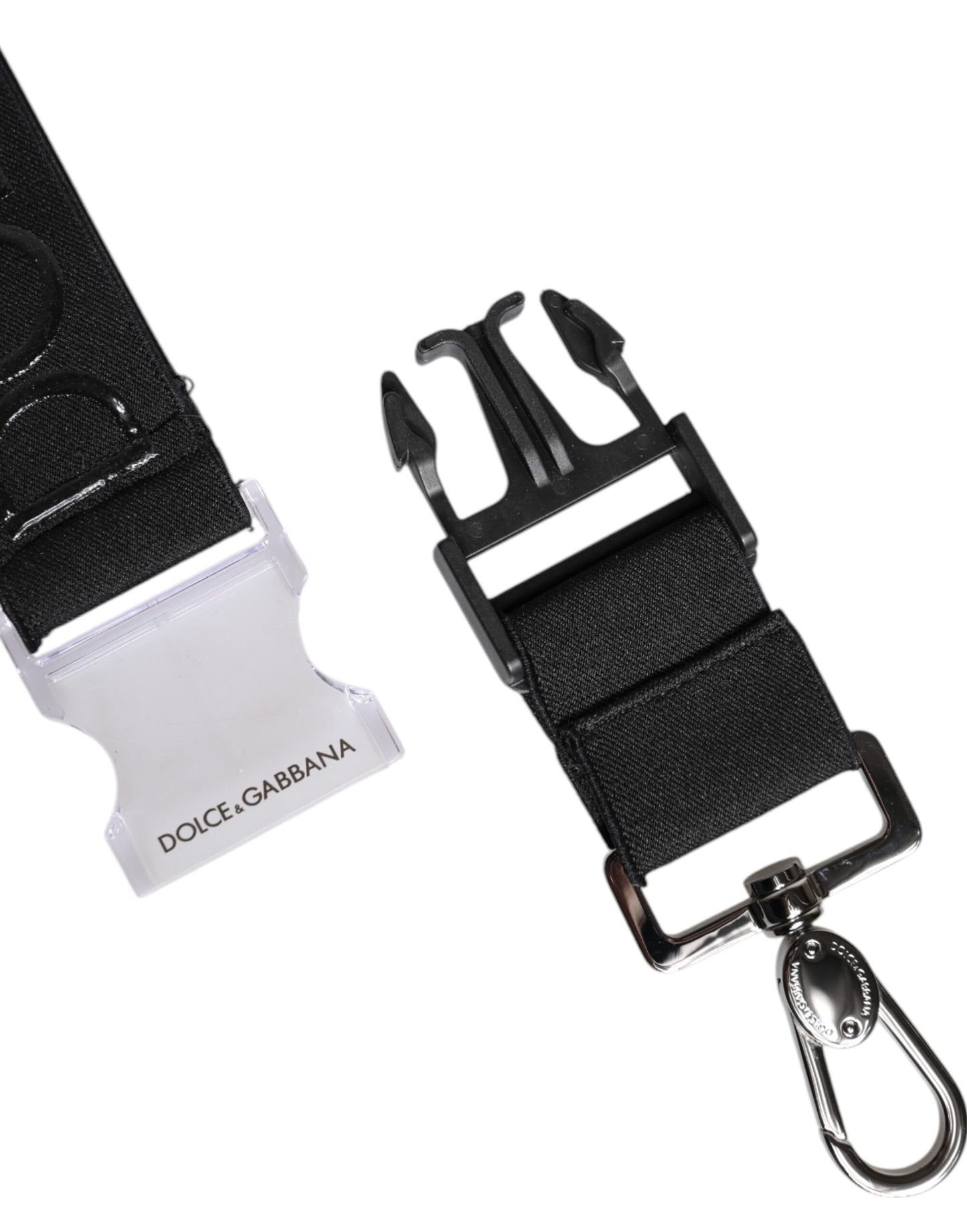 Llavero Dolce & Gabbana de poliéster elástico negro con logo DG engomado