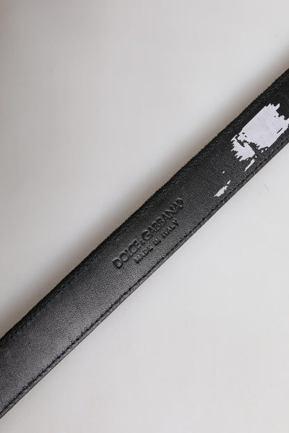 Cinturón Clásico Dolce & Gabbana de Cuero Negro con Hebilla Metálica