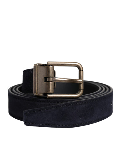 Cinturón clásico Dolce & Gabbana de piel de cabra negra con hebilla metálica